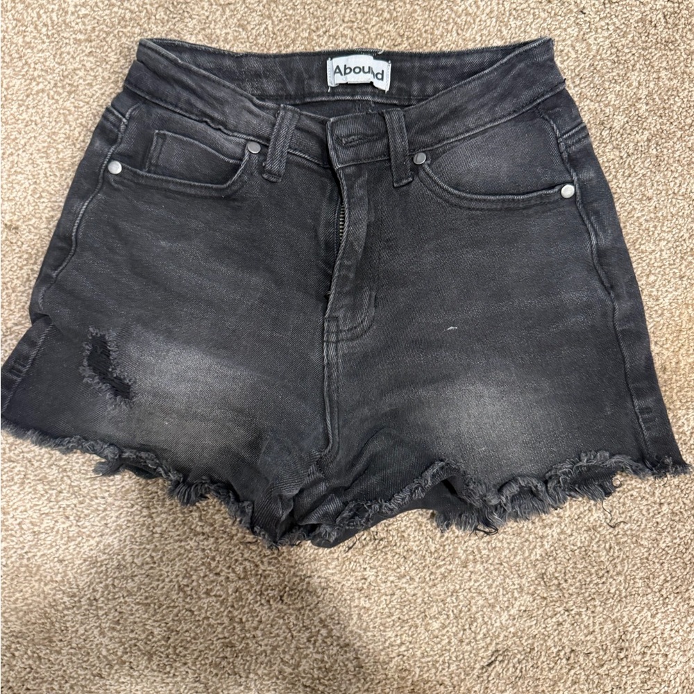 Abound Black High-Rise Distressed Denim Shorts
